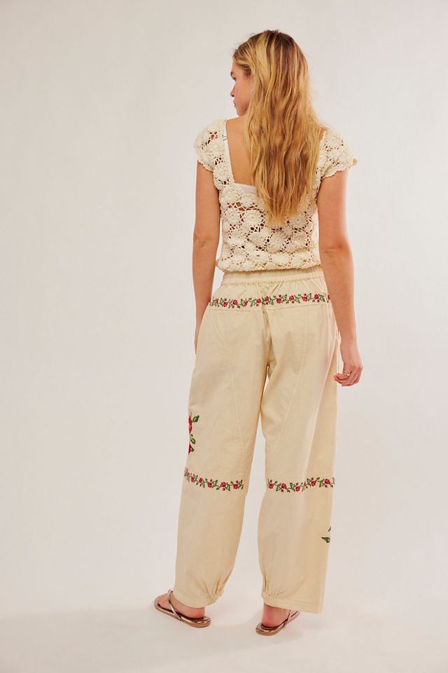 Rosalia Embroidered Pull-On Pants