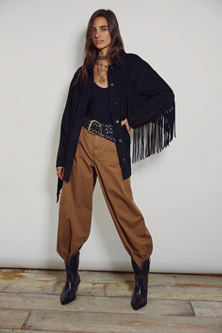 We The Free Fringe Out Vegan Suede Jacket at Free People in Black, Size: M