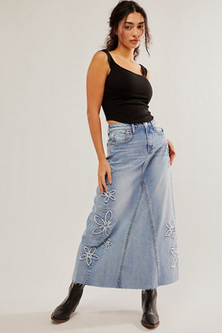 Driftwood Joanna Maxi Skirt at Free People in Denim On Denim, Size: Small