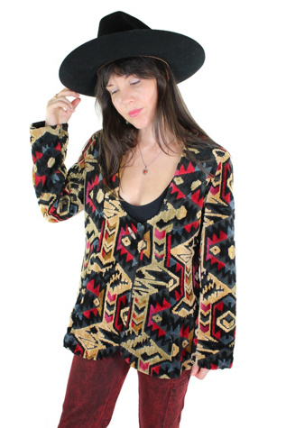 1960s Southwestern Tapestry Carpet Jacket Selected By Moons + Junes Vintage