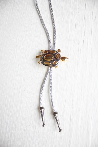 Vintage Silver + Gold Turtle Brooch Bolo Tie Selected By Moons + Junes Vintage