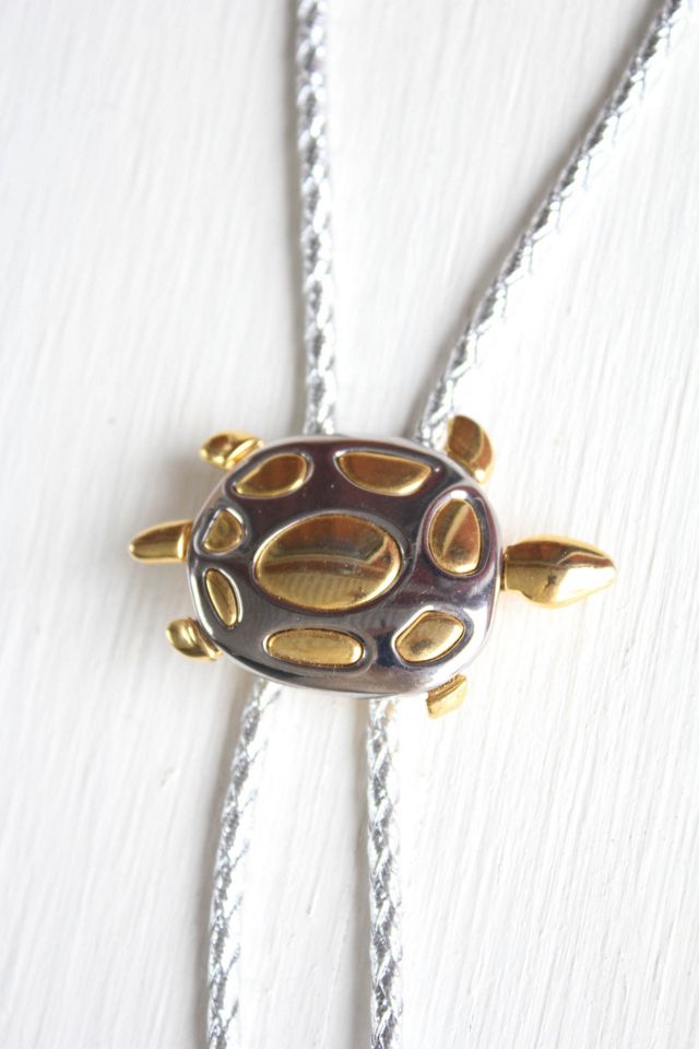 Vintage Silver + Gold Turtle Brooch Bolo Tie Selected By Moons + Junes Vintage #1
