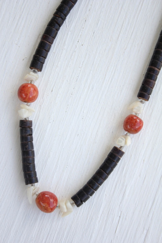Vintage Heishi Shell + Coral Necklace Selected By Moons + Junes Vintage