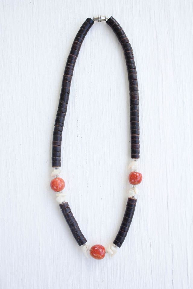 Vintage Heishi Shell + Coral Necklace Selected By Moons + Junes Vintage #1