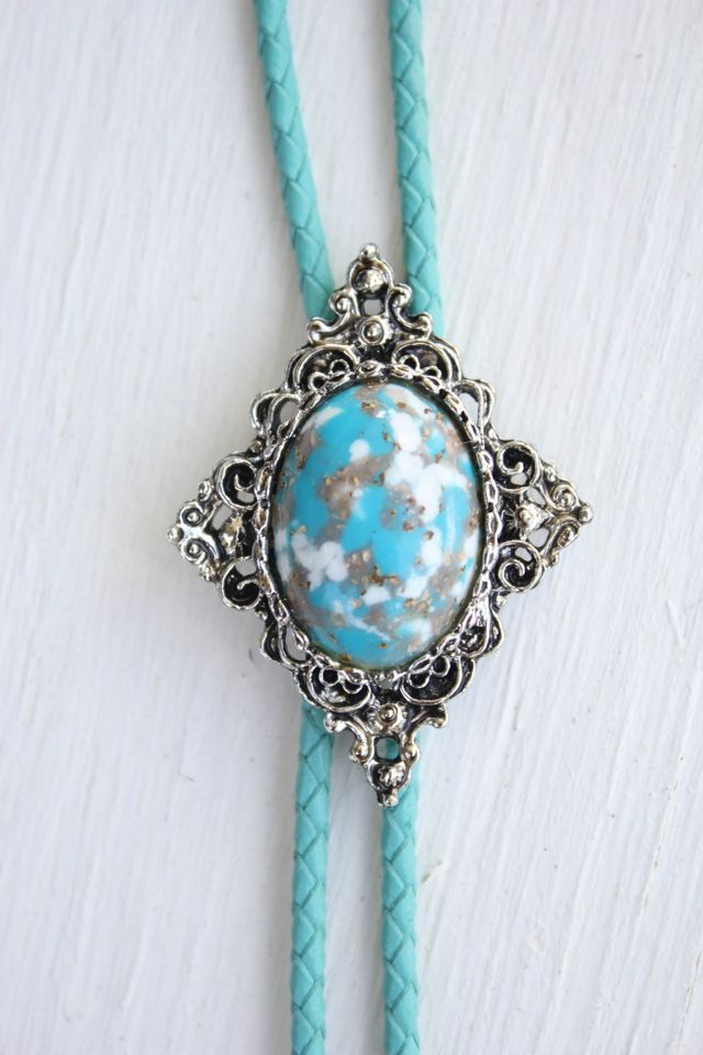 Vintage Western Turquoise Brooch Bolo Tie Selected By Moons + Junes Vintage #1