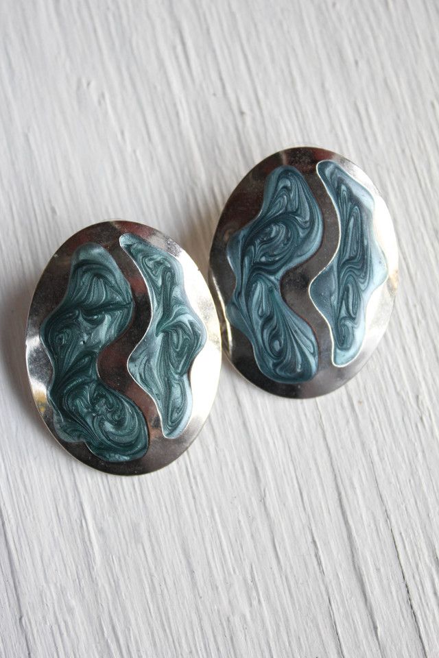 1980s Blue Sea Statement Earrings Selected By Moons + Junes Vintage #1