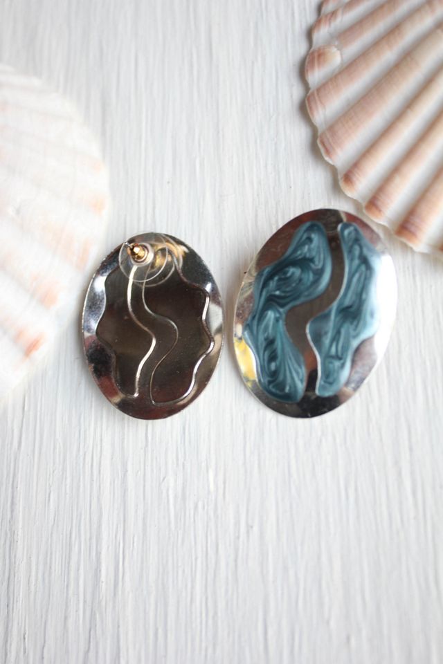 1980s Blue Sea Statement Earrings Selected By Moons + Junes Vintage #2