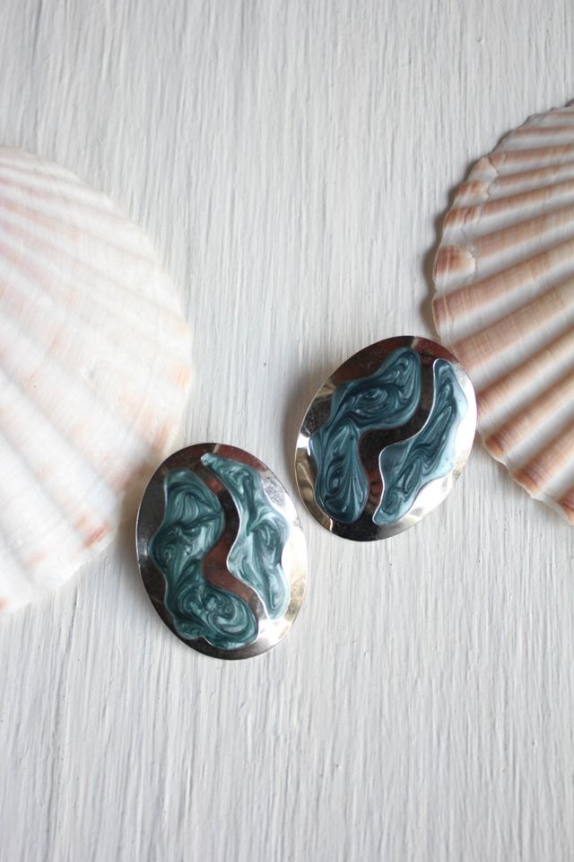 1980s Blue Sea Statement Earrings Selected By Moons + Junes Vintage #3