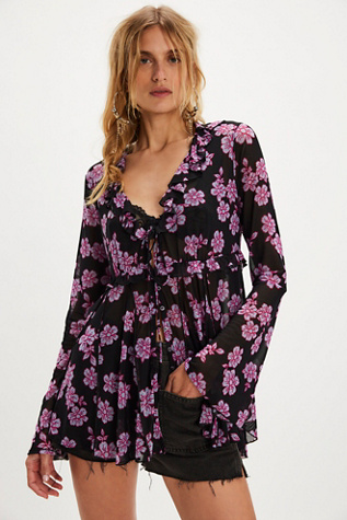 フリーピープル Free People Heather Tunic レディース シャツ トップス Black FREE PEOPLE Lace HEATHER SwingHem Tunic – Silver Accents