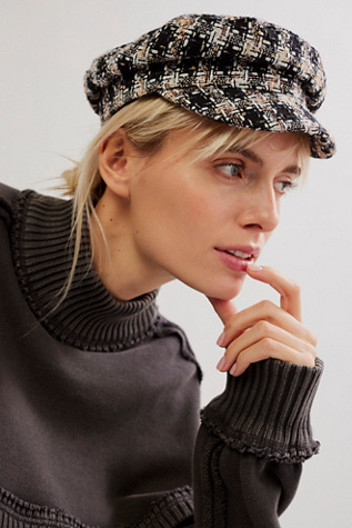 Spence Tweed Lieutenant Hat by Mossant at Free People in Black