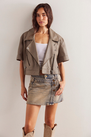 Cool Rider Waistcoat Jacket at Free People in Olive Stone, Size: Large