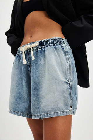 OneTeaspoon Denim Boxer Shorts At Free People In Blue Blossom, Size: Medium