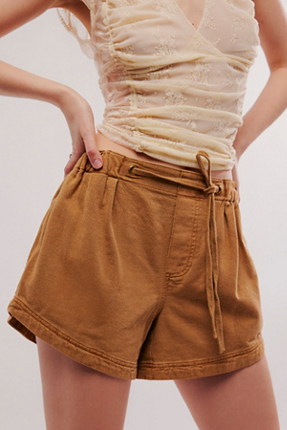 Romy Pull-On Shorts at Free People in Camel, Size: Large