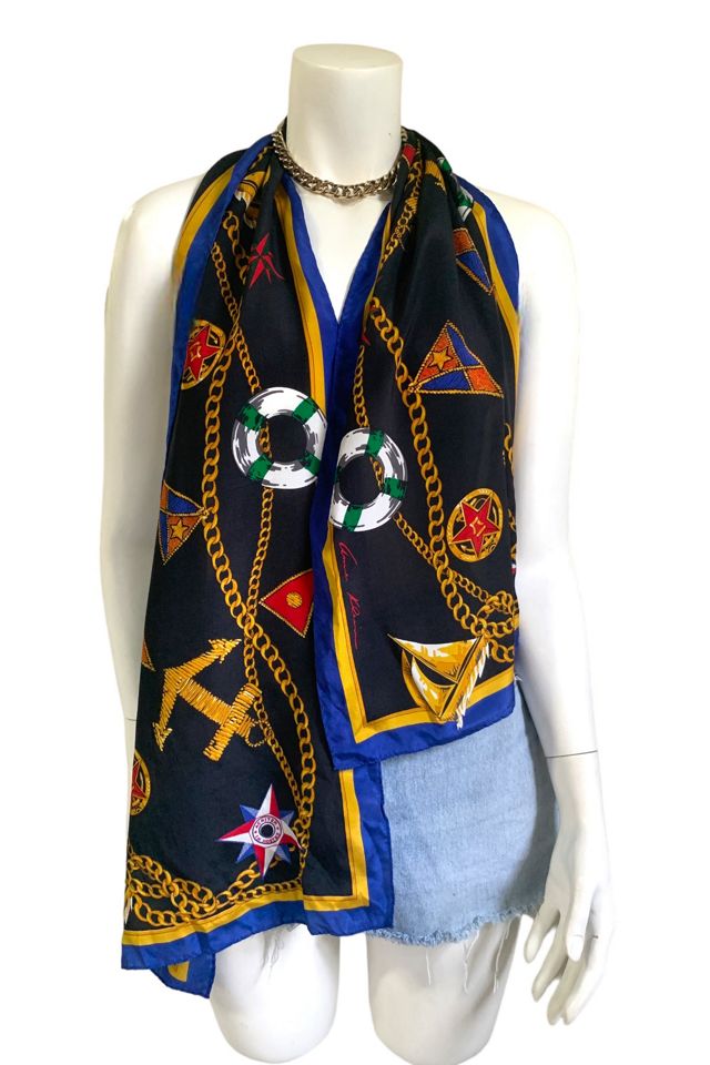 Vintage 1970s Anne Klein for Vera Silk Nautical Scarf Selected by SharpLilTeeth #1