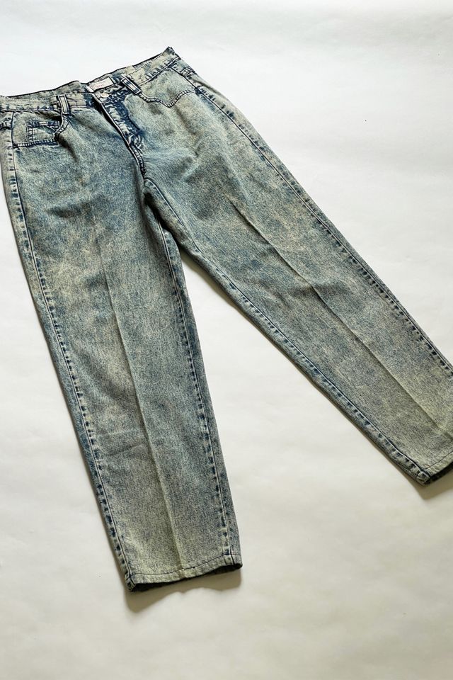 80s Retro Pants: 80s -Zena USA- Womens acid wash blue cotton denim