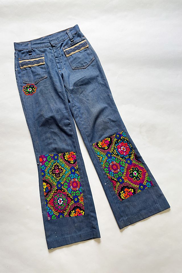 Vintage 1970's Jeans with Psychedelic Patches Selected by Vintage 1970's Jeans with Psychedelic Patches Selected by