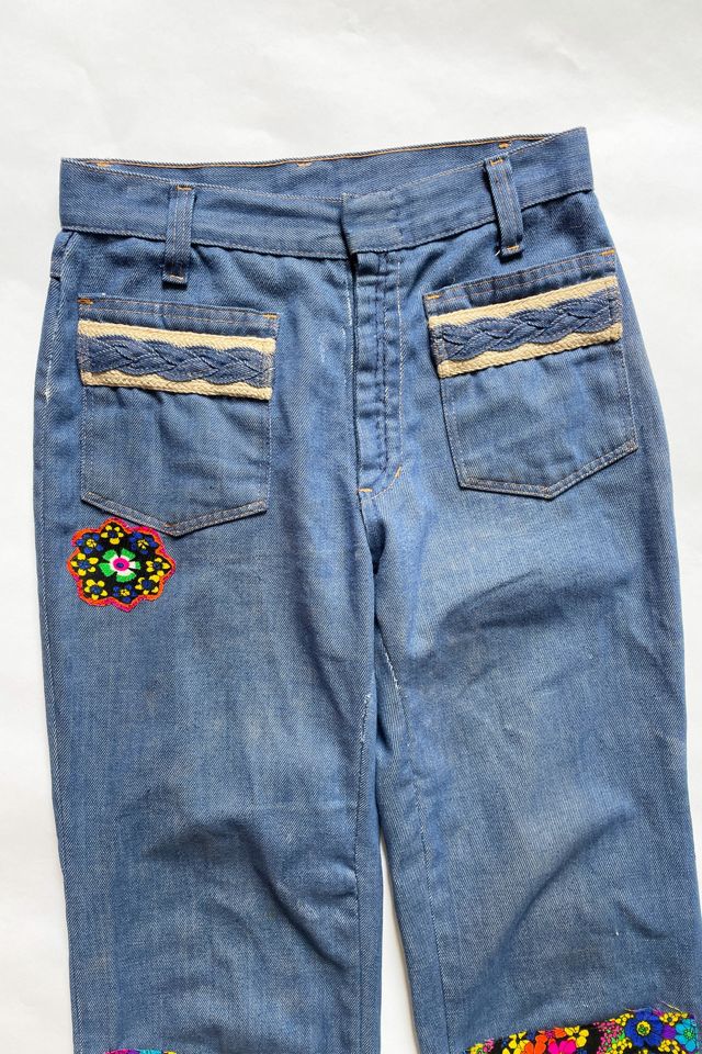Vintage 1970's  Jeans with Psychedelic Patches Selected by FernMercantile #1