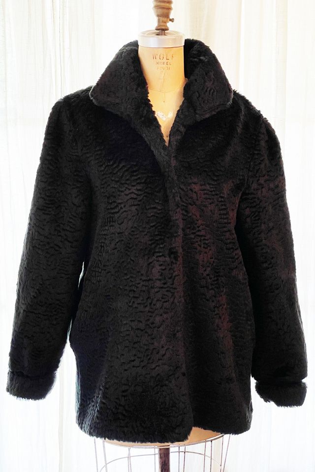 Vintage black shops faux fur jacket