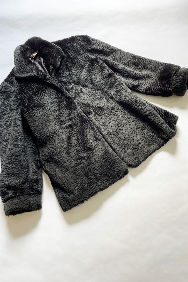 Vintage 1970's Faux Fur Black Jacket Selected by FernMercantile #1