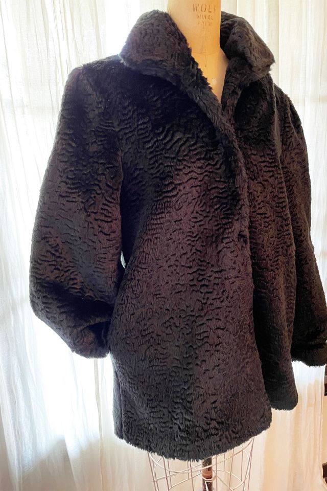 Vintage 1970's Faux Fur Black Jacket Selected by FernMercantile #2