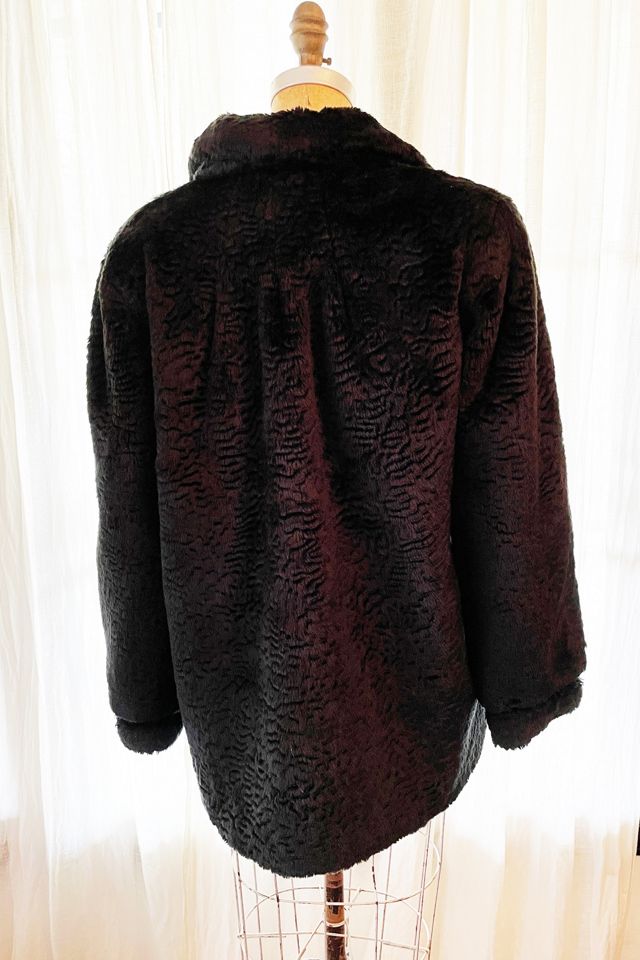 Vintage 1970's Faux Fur Black Jacket Selected by FernMercantile #3