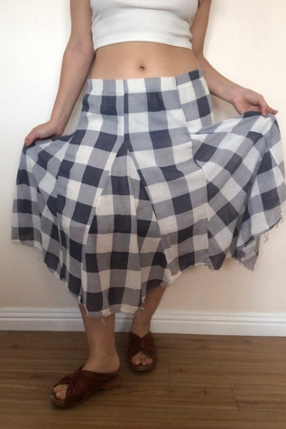 Vintage Blue Buffalo Plaid Full Skirt Selected by The Curatorial Dept.