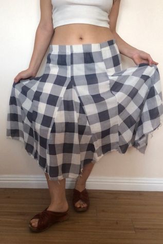 Vintage Blue Buffalo Plaid Full Skirt Selected by The Curatorial Dept.
