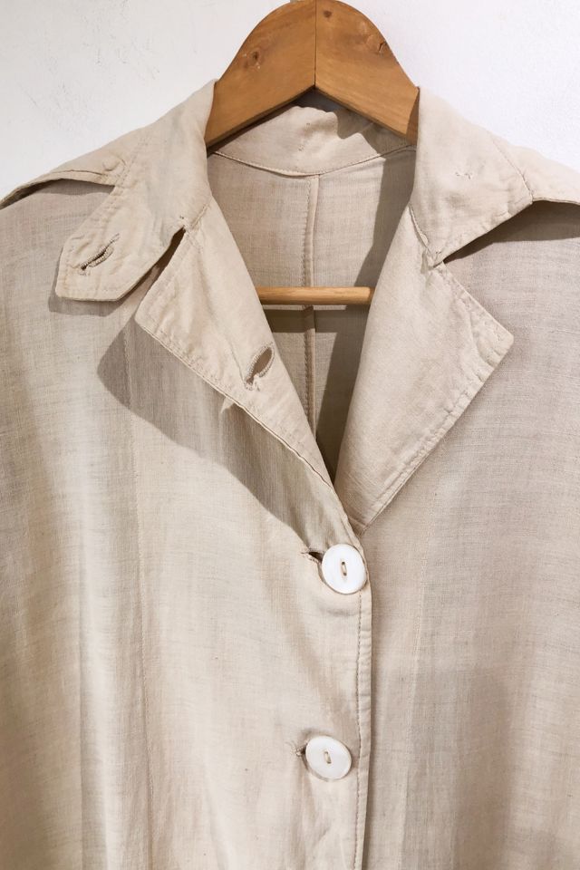 Vintage White Cotton Duster Coat Selected by The Curatorial Dept. #1