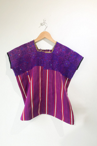 Vintage Purple Huipil Striped Top Selected By The Curatorial Dept.
