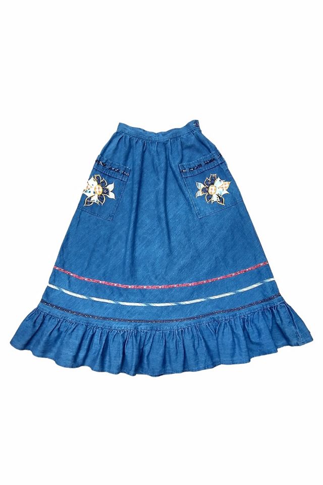 Vintage 70's Denim Prairie Skirt Selected by Garbage Soup #3