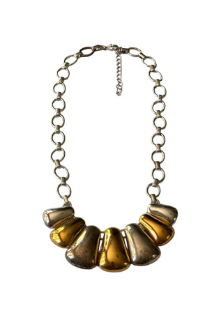 Vintage 1980's Two Tone Puff Necklace Selected By Afterlife Boutique