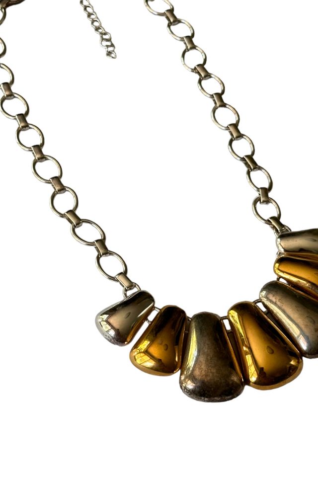 Vintage 1980's Two Tone Puff Necklace Selected By Afterlife Boutique #1