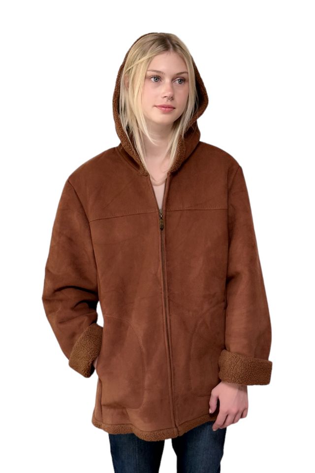 Vegan Suede Sherpa-Trim Jacket