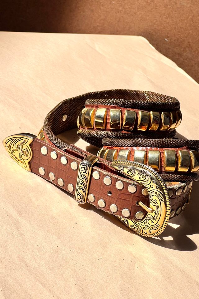 Vintage Leather Metal Mesh Belt Selected by Anna Corinna  display picture 1