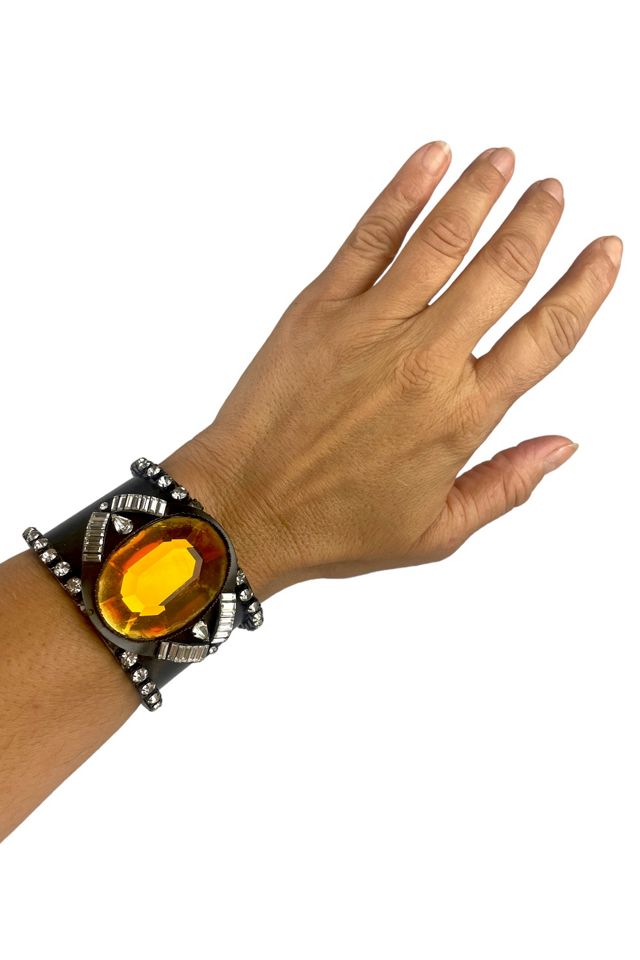 Vintage Black Cuff Bracelet With Rhinestones Selected By Ankh By Racquel