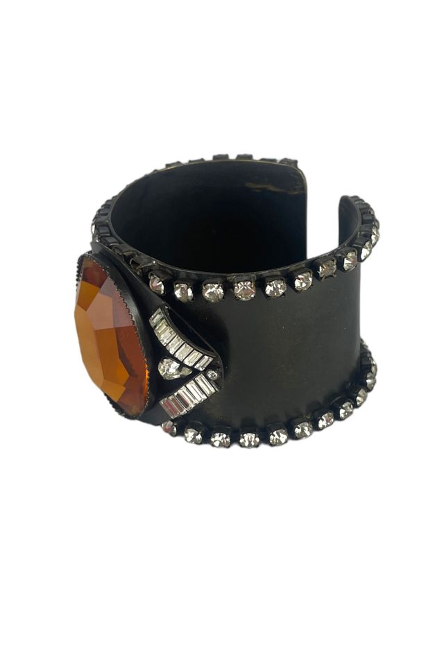 Vintage Black Cuff Bracelet With Rhinestones Selected By Ankh By Racquel #2