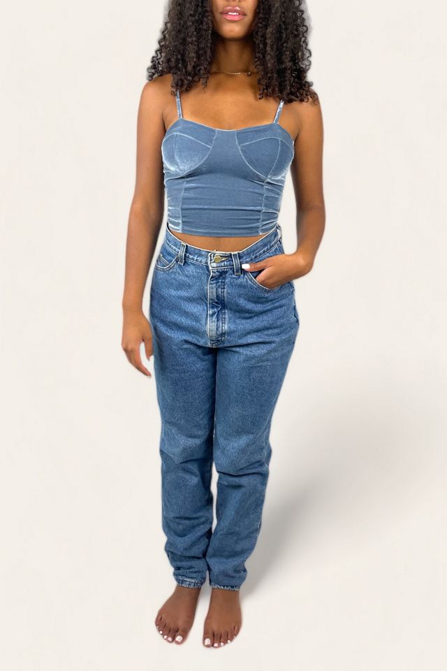 Vintage High-Waisted Blue Jeans With Plaid Lining Selected By Ankh By Racquel Vintage #1