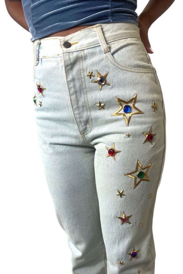 Vintage Light Blue Star Embroidered Jeans Selected By Ankh By Racquel Vintage #1