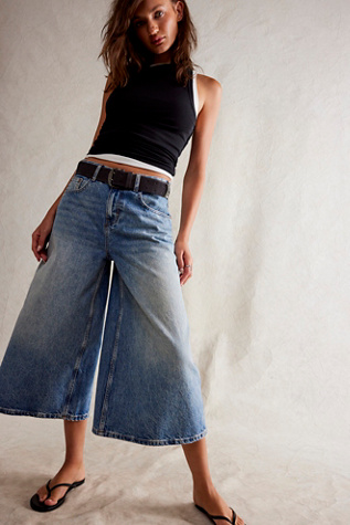 We The Free High Top Wide Crop Jeans at Free People in Breaker Blue, Size: 27