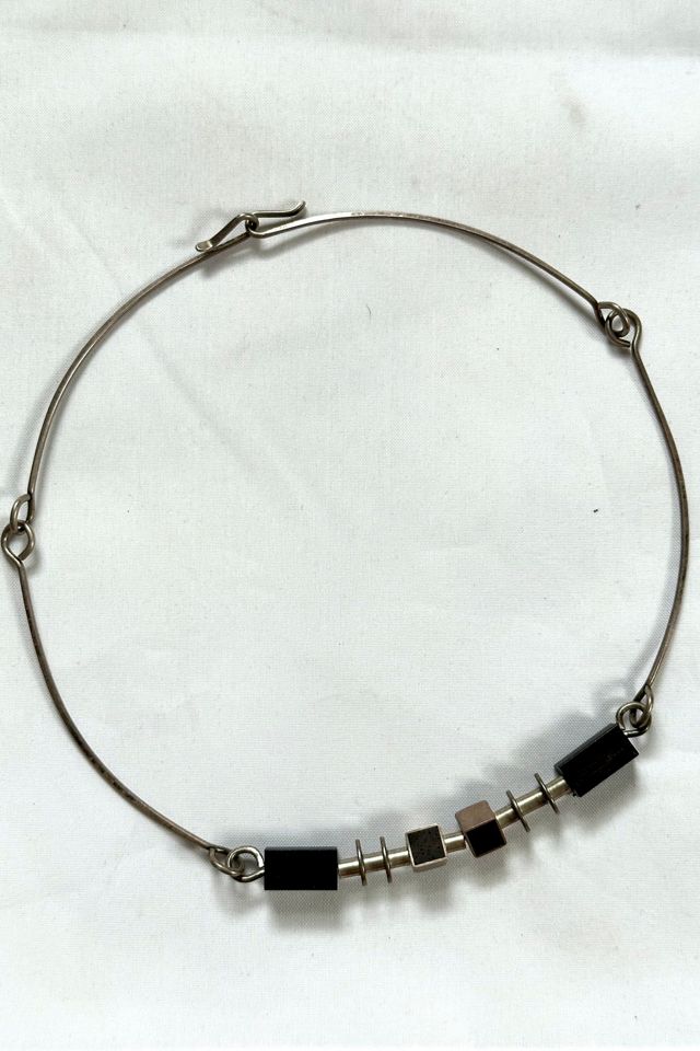 1980s Silver Industrial Choker with Blocks Selected by Cherry #1