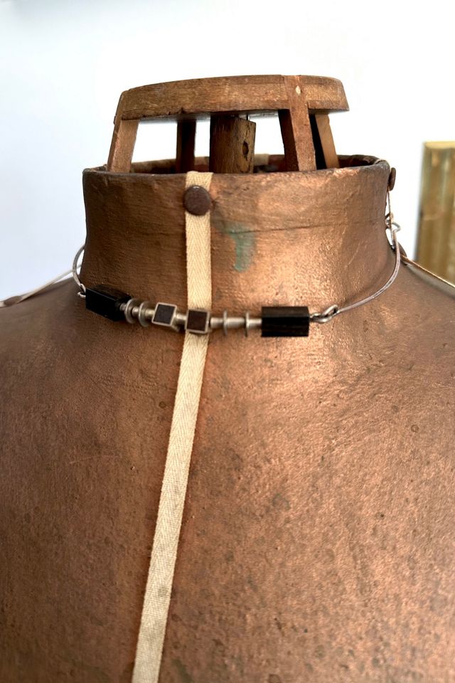 1980s Silver Industrial Choker with Blocks Selected by Cherry #2