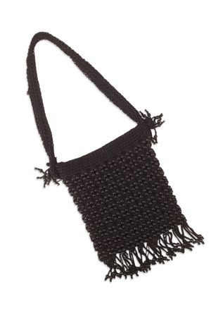 1960s Beaded Black Crochet Shoulder Bag Selected By Ritual Vintage