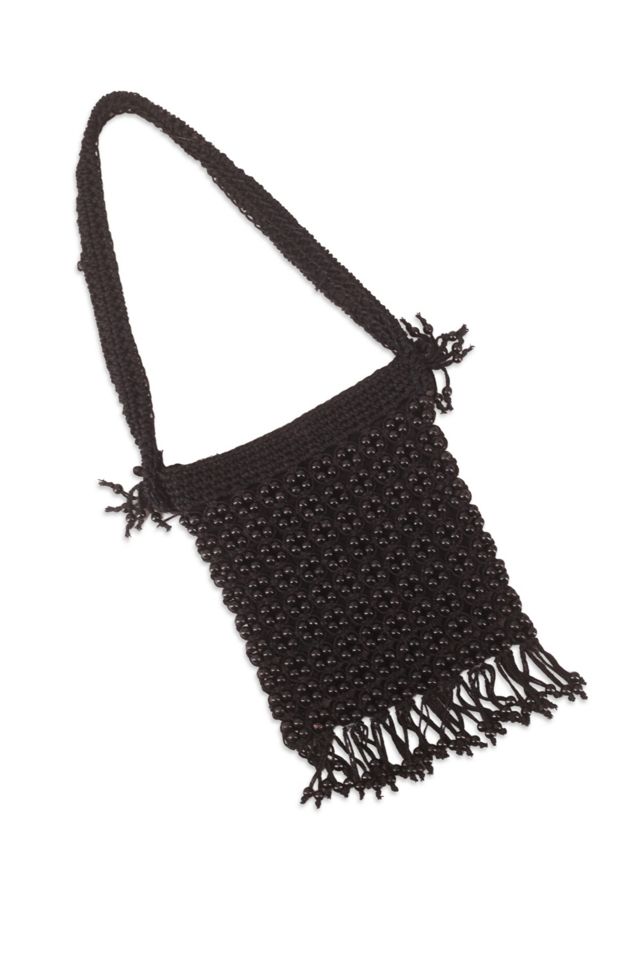 1960s Beaded Black Crochet Shoulder Bag Selected By Ritual Vintage #2