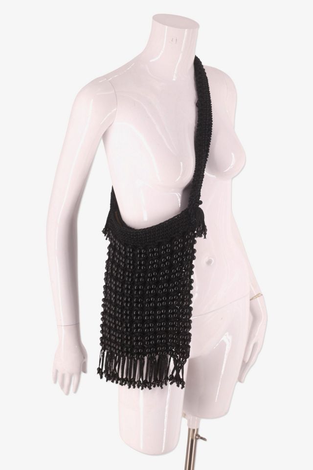 1960s Beaded Black Crochet Shoulder Bag Selected By Ritual Vintage #3