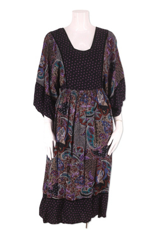 1970s Paisley Rayon Peasant Dress Selected By Ritual Vintage