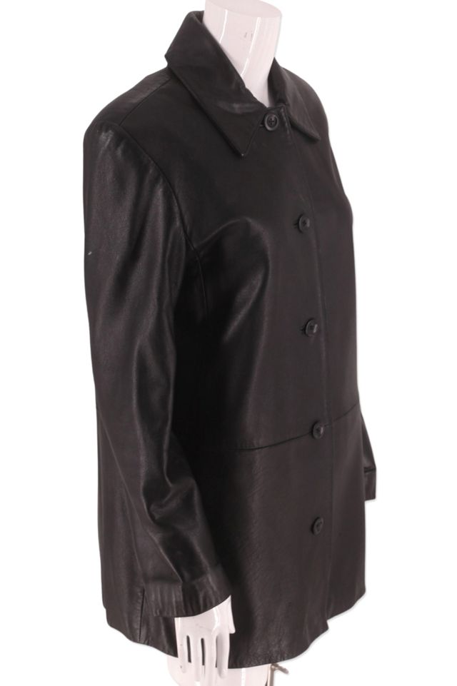 1990s Soft Black Leather Trench Selected By Ritual Vintage | Free