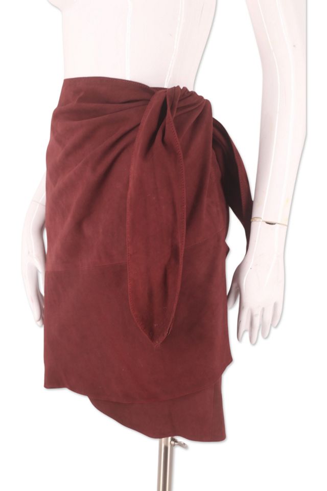 1990s Aubergine Suede Wrap Skirt Selected By Ritual Vintage #1