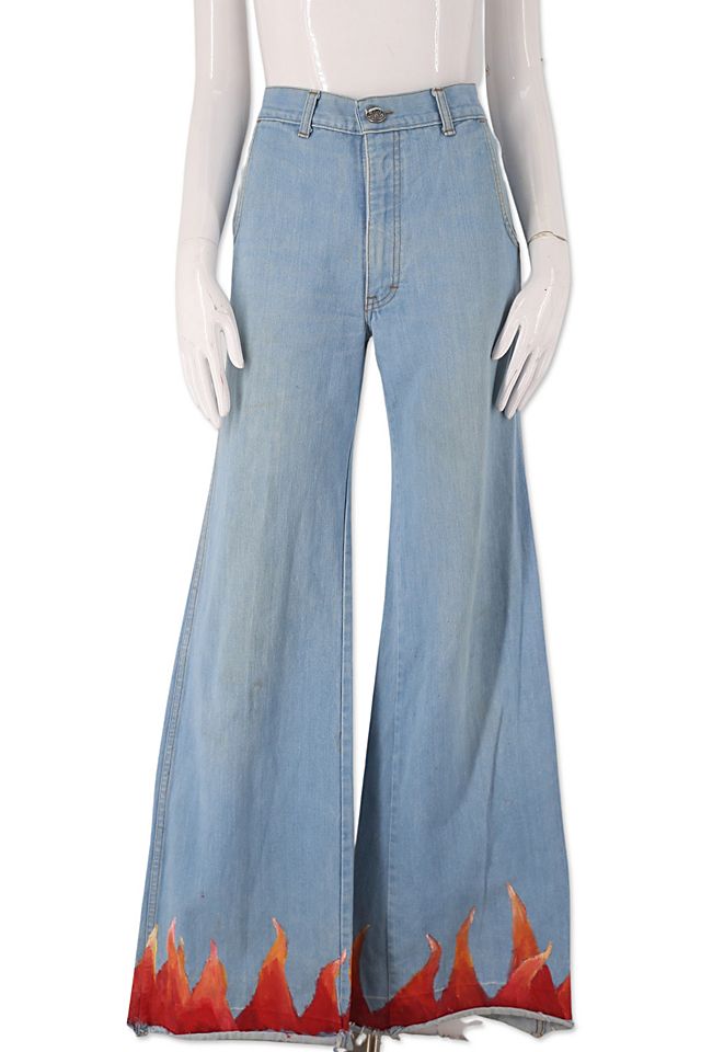 1970s Brittania Bell Bottom Jeans With Custom Paint Selected By