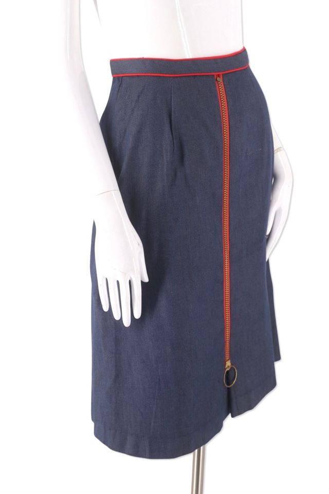 1970s Stretch Denim Skirt With Bold Zipper Selected By Ritual Vintage #1