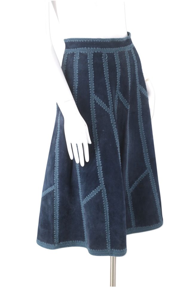 1970s Suede And Crochet High Waisted Skirt Selected By Ritual Vintage #1